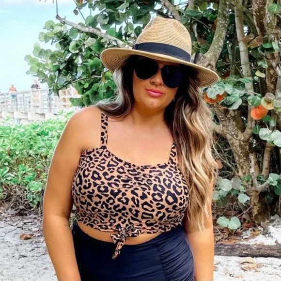 Coral Reef Knotted Bikini Tankini Leopard Top - Picture 3 of 5